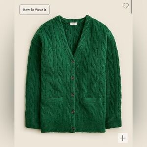 j.crew relaxed cable knit cardigan sweater | size m-L